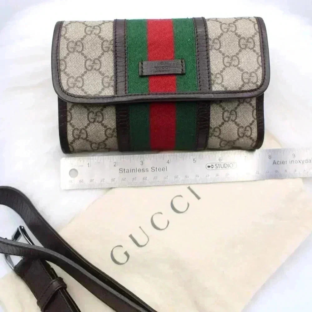 🎁Gucci Sherryline Supreme Plus Leather  Waist Pouch